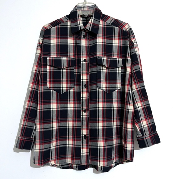 MAJE Calo Checked Plaid Woven Button Up Shirt - Picture 5 of 14